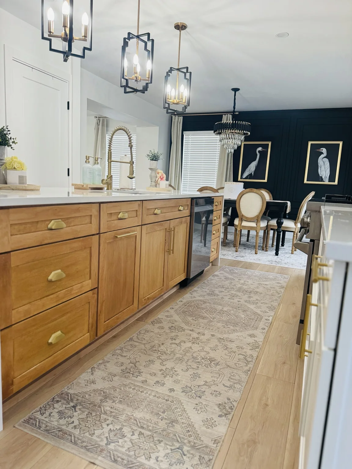 Kitchen island and dining room detail